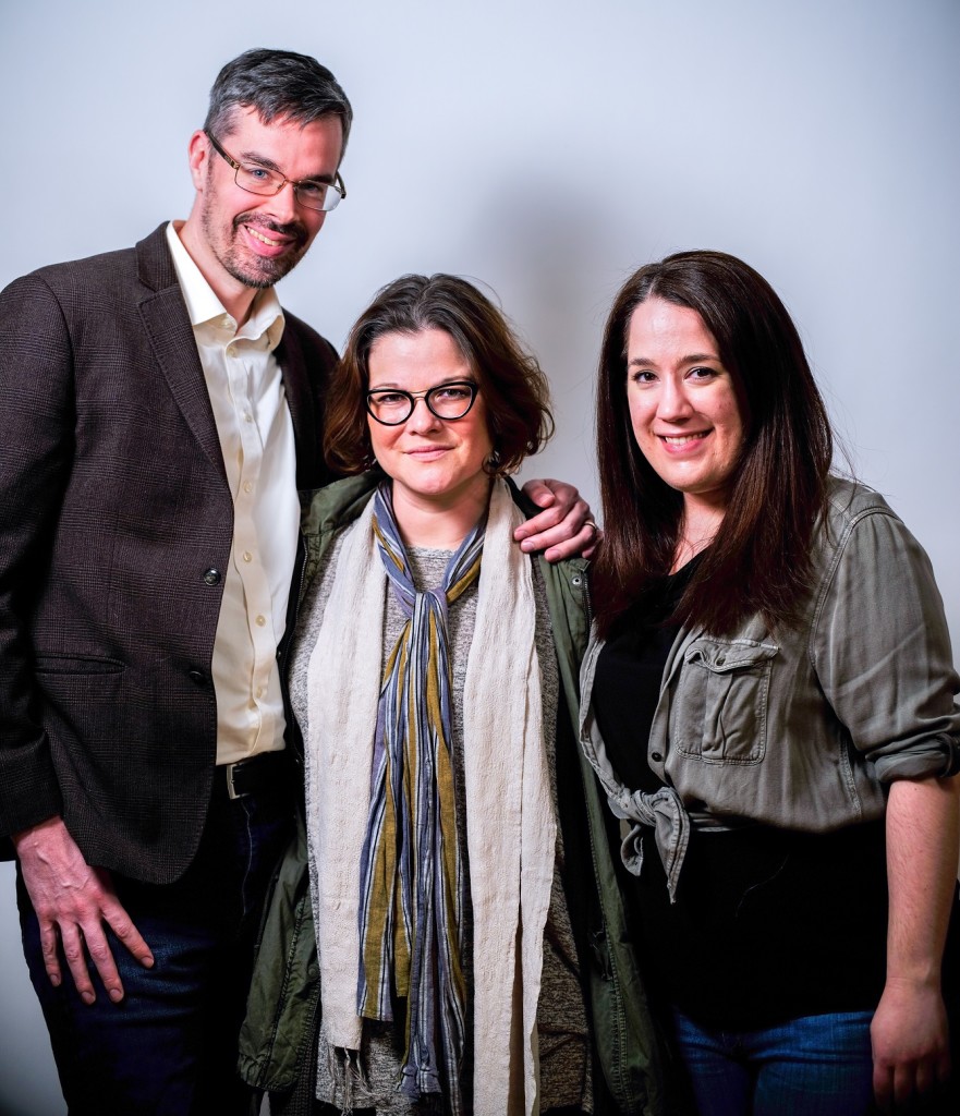 Oleanna cast members Christopher Crockett (left) and Amanda Ranowsky (right) with Director, Julie Jason (center)