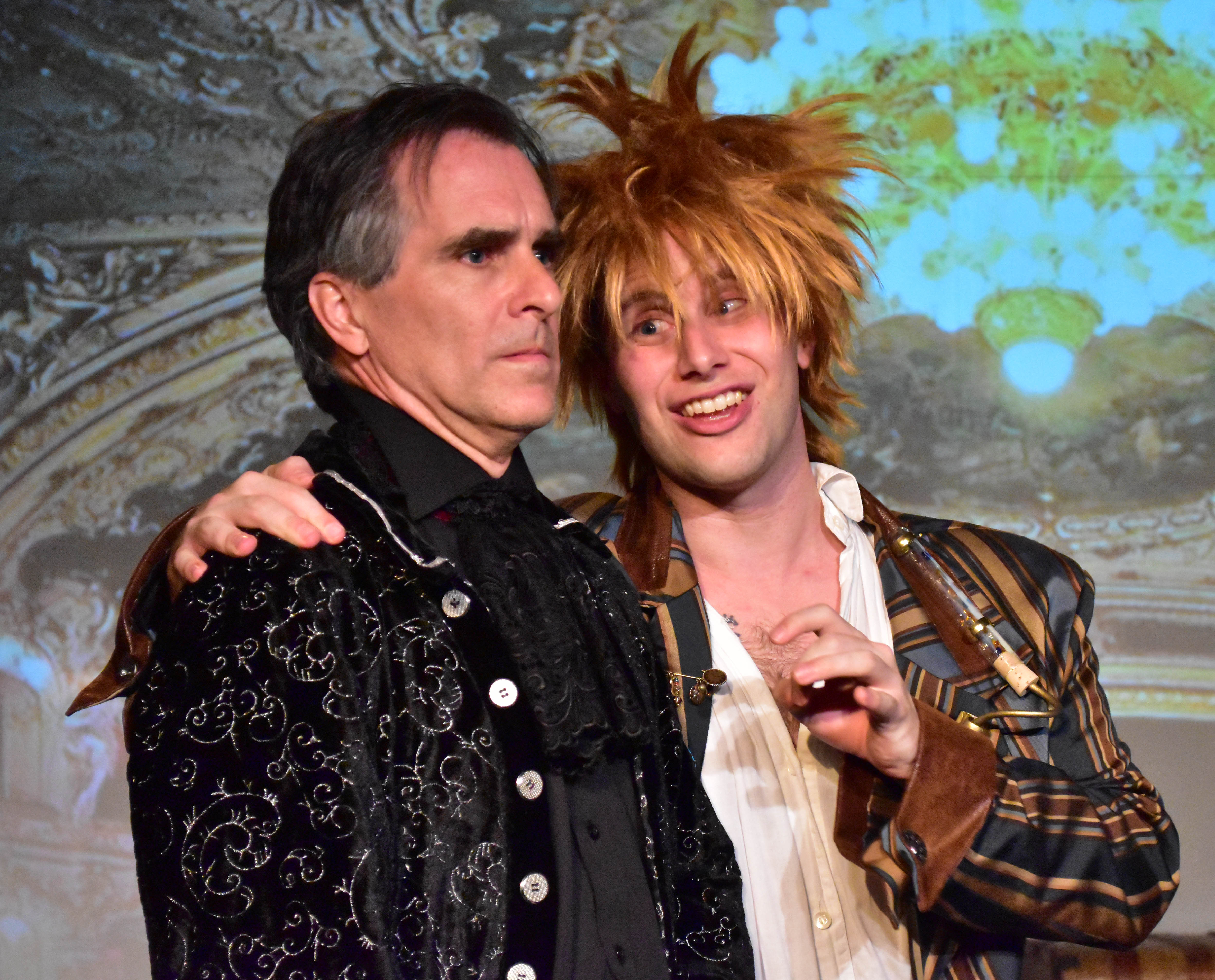 David Whitehead as Salieri and Mike Rudden as Mozart in the Providence Players production of Amadeus Photo by Chip Gertzog Providence Players