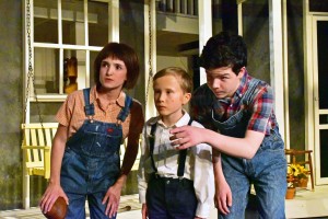 Sophia Manicone Caden Mitchell and Brendan Dure in the Providence Players production of To Kill a Mockingbird Photo by Chip Gertzog Providence Players