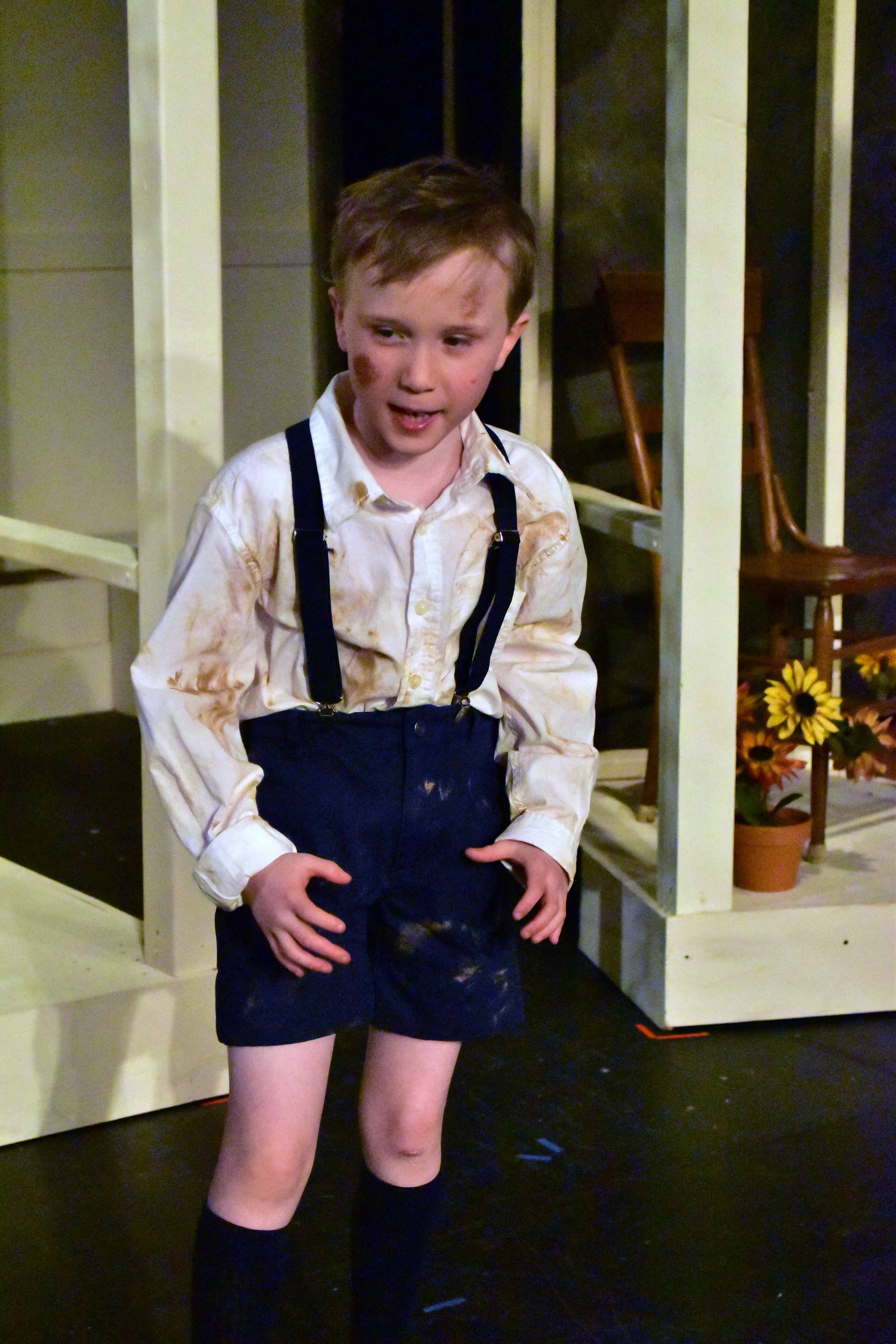 Caden Mitchell as Dill The Camel Washer in the Providence Players production of To Kill a Mockingbird Photo by Chip Gertzog Providence Players