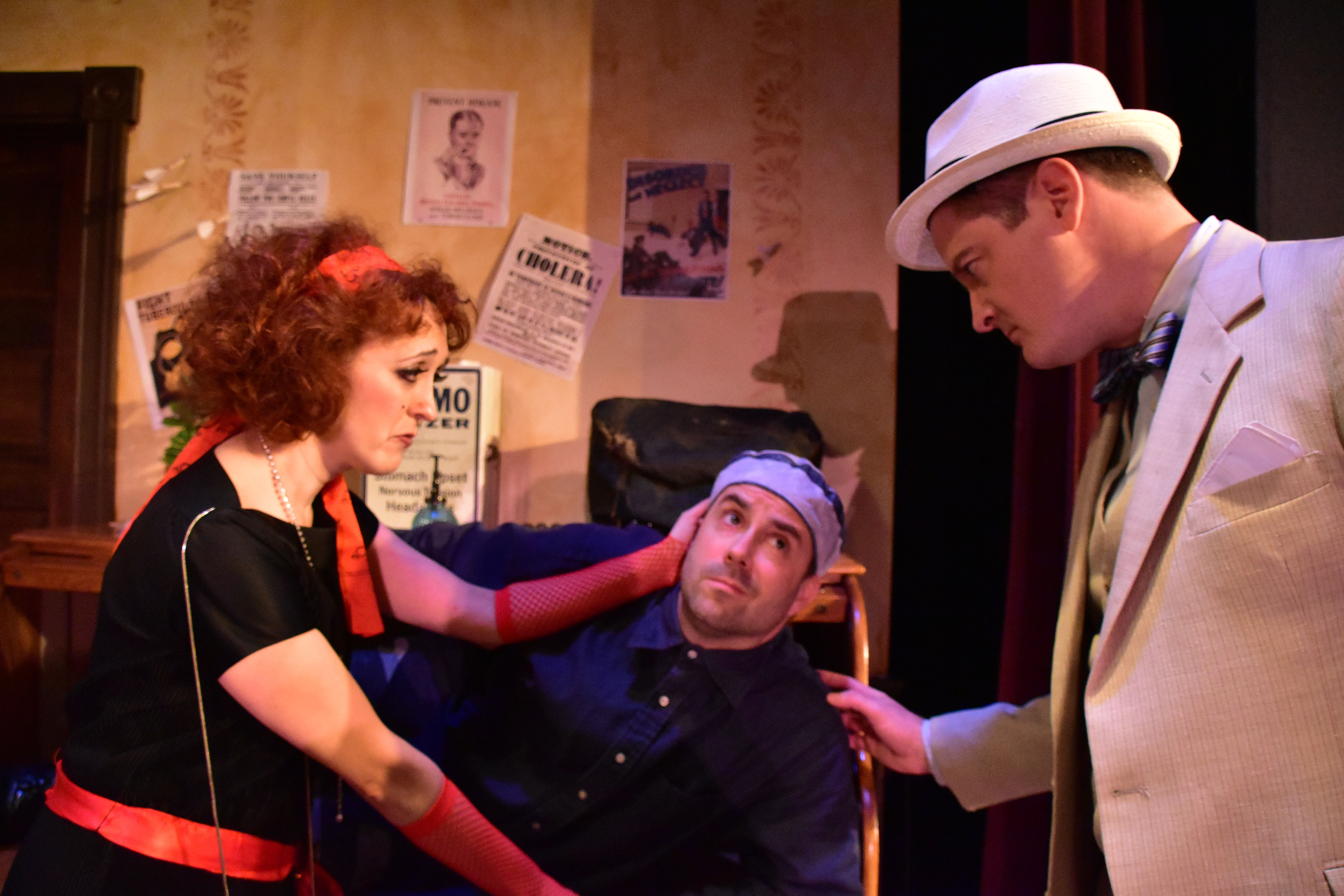 Providence Players The Front Page Andra Whitt as Mollie Malloy Bobbie Welsh as Earl Williams and Chuck O'Toole as Hildy Johnson Photo By Chip Gertzog Providence Players