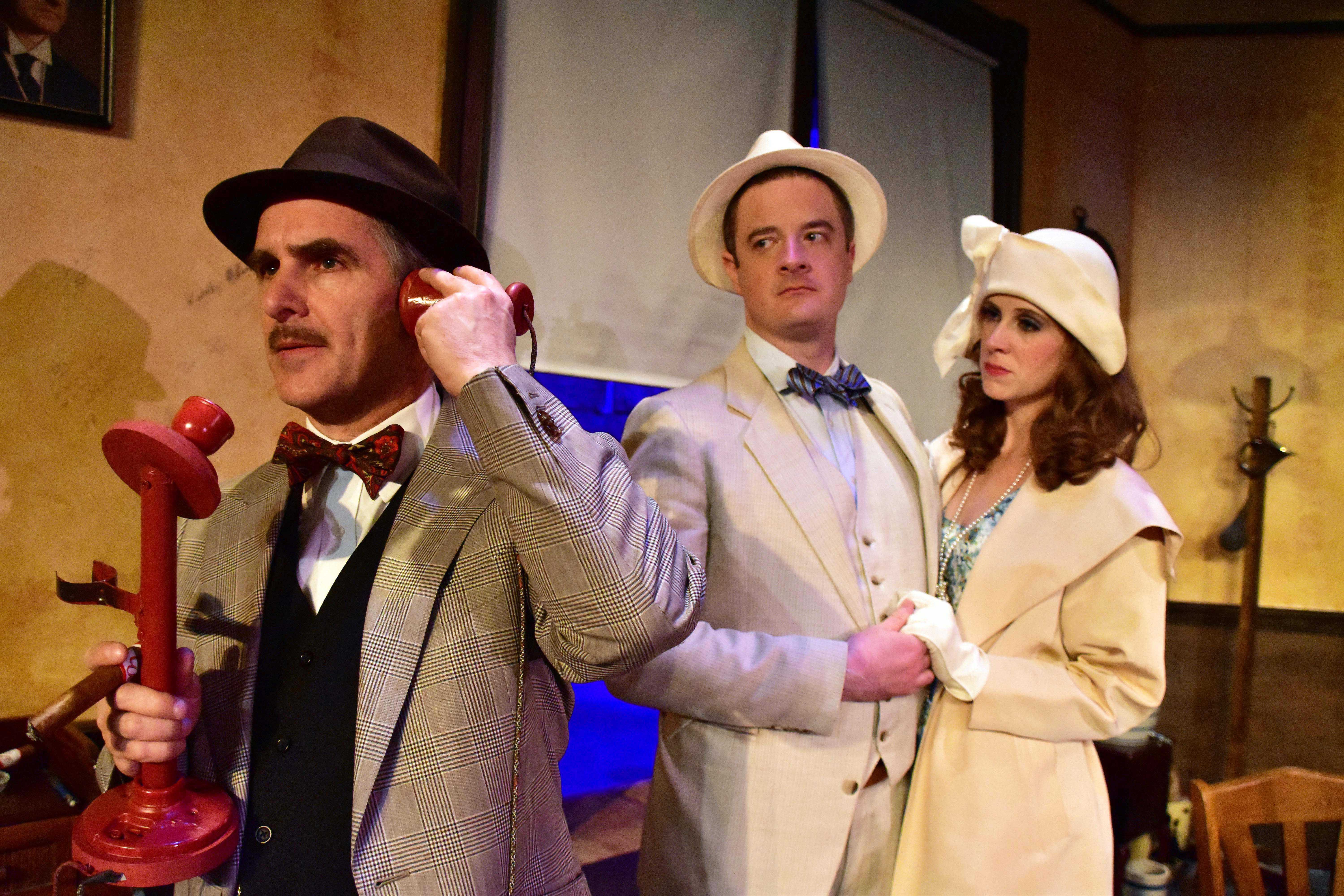 PPF The Front Page David Whitehead as Walter Burns Chuck O'Toole as Hildy Johnson and Jaclyn Robertson as Peggy Wood Photo by Chip Gertzog Providence Players