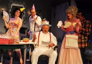 The cast of The Glass Mendacity, June 2013. (l-r) Julie Janson, Ian Wade, Craig Geoffrion, Elizabeth Lloyd, and Michael Donahue The Glass Mendacity Julie Janson Ian Wade Craig Geoffrion and Michael Donahue